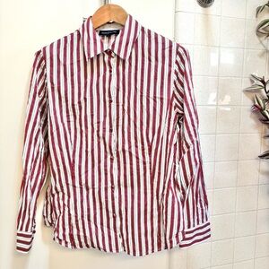 Vintage Jones New York Red White Blue Striped Button-Down 100% Cotton size XL